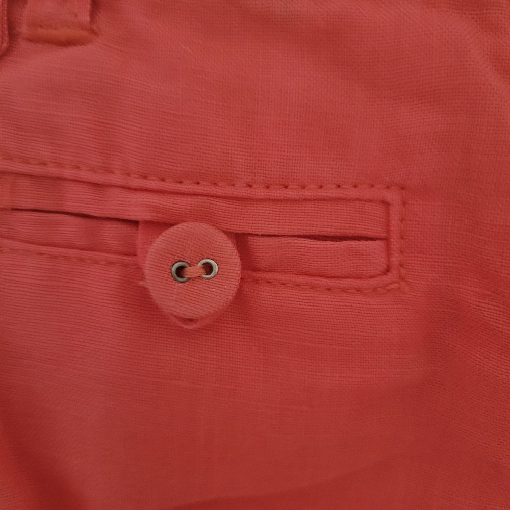 Vantarsi 100% Linen Women's Beachy Resort Wear Bohemian Summer Coral Shorts Sz M - Picture 5 of 9